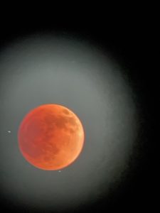 Night Sky of Full Lunar Blood Moon Eclipse